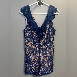 Ark & Co Sexy Blue Lace V Neck / Back Romper